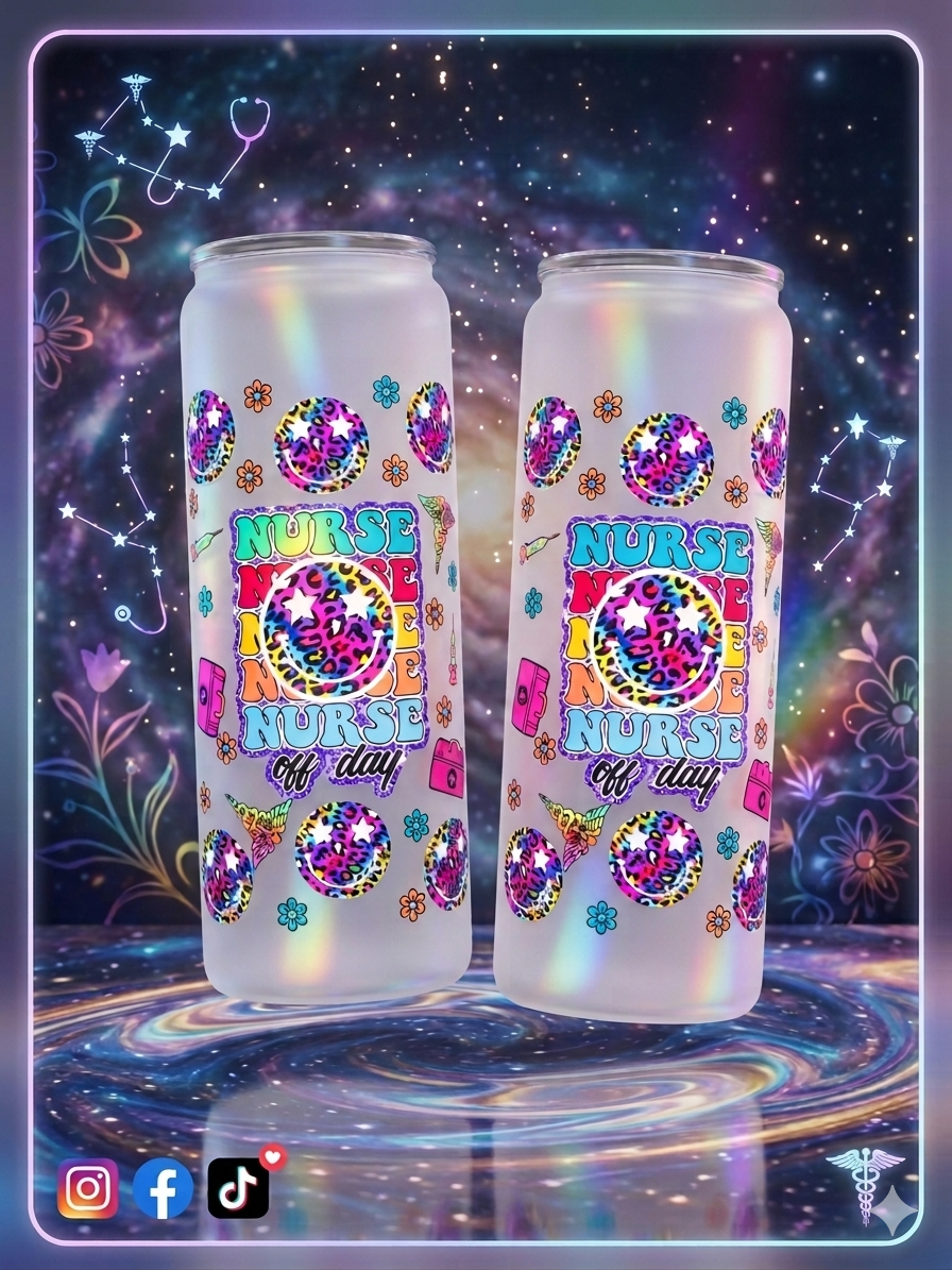Retro Nurse Vibes Frosted Glass Tumbler Set (RTS)
