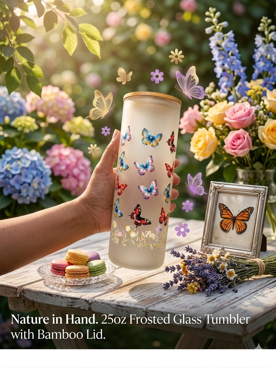 Butterfly 25oz Frosted Glass (RTS)