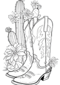 Cowboy Boots Coloring Sheet Digital