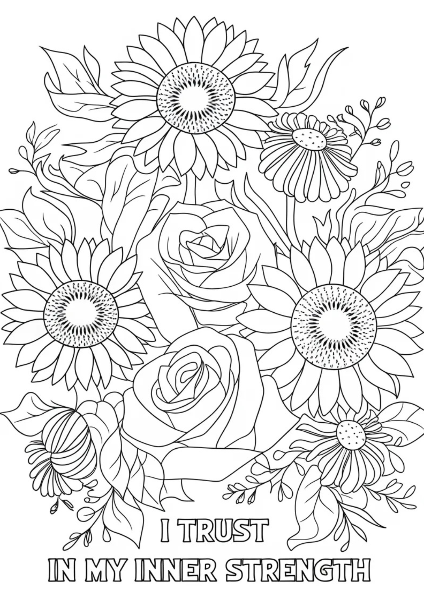 Self-Care & Floral Affirmations Coloring Pack (6 Printable Pages)