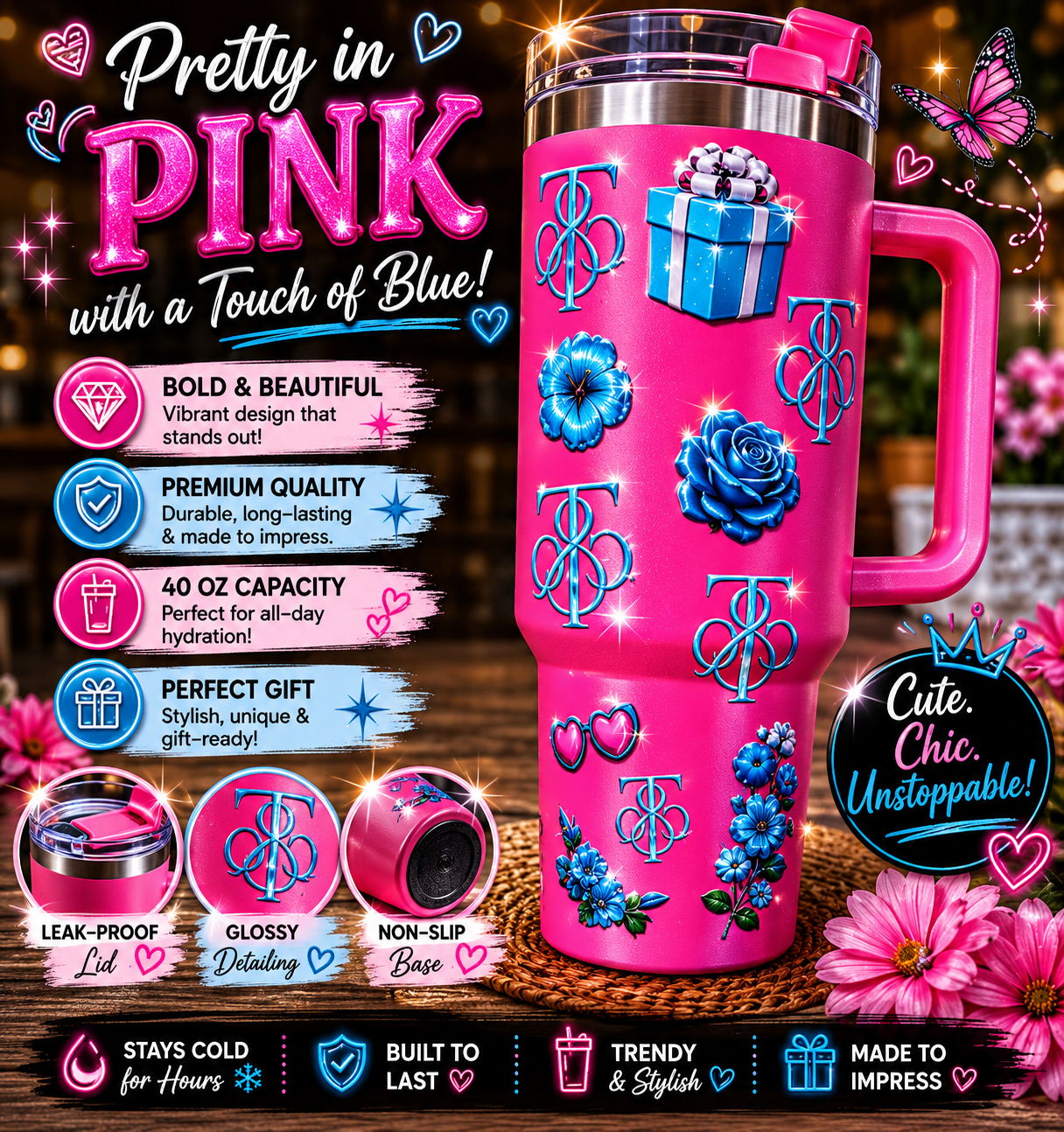 Pink 40oz Tumbler (RTS)