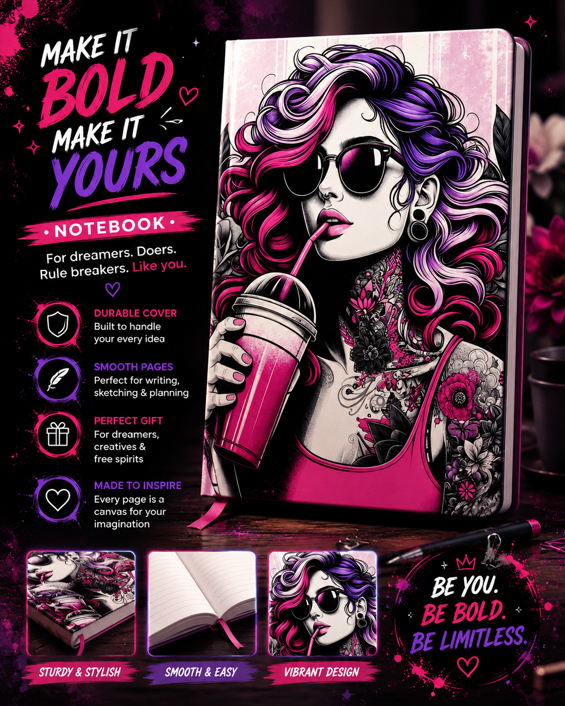Make It Bold Notebook – Be You. Be Bold. Be Limitless. (RTS)