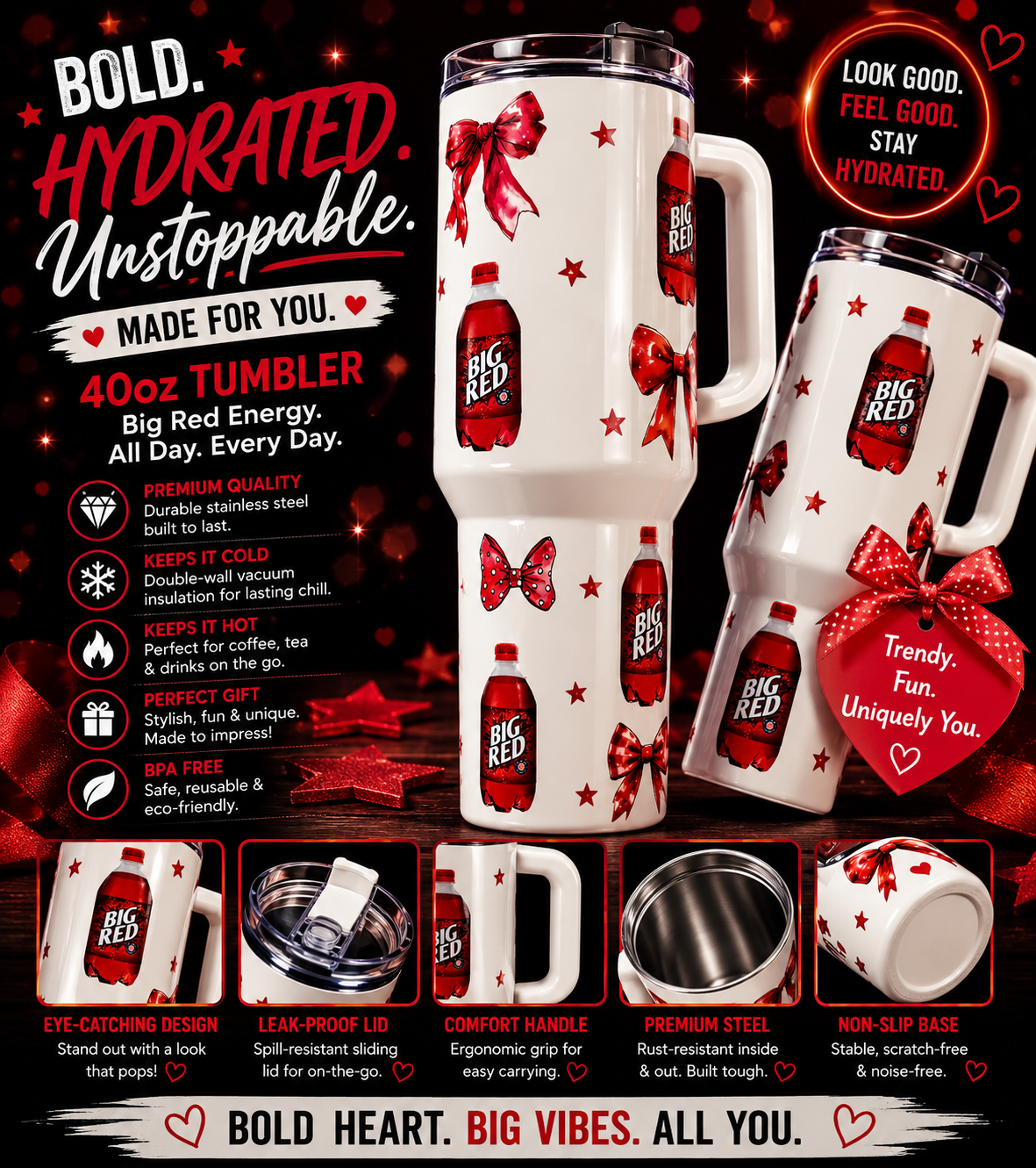 Red Bow 40oz Tumbler (RTS)