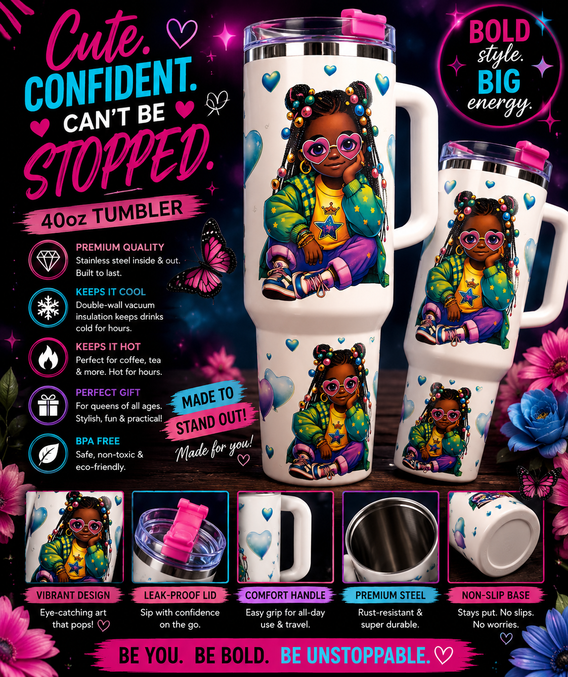 Black Girl 40oz Tumbler (RTS)