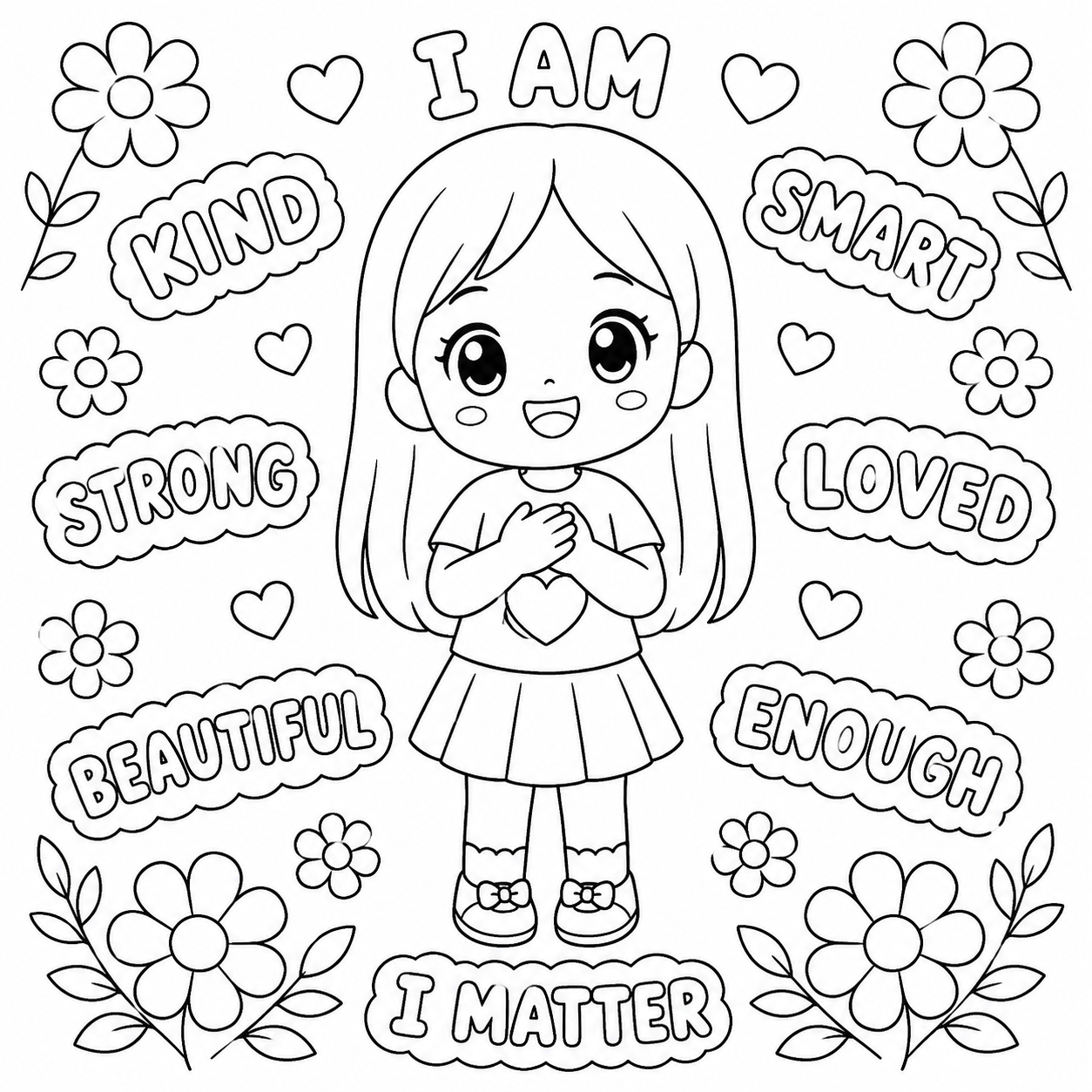 I Am Positive Affirmations Coloring Page