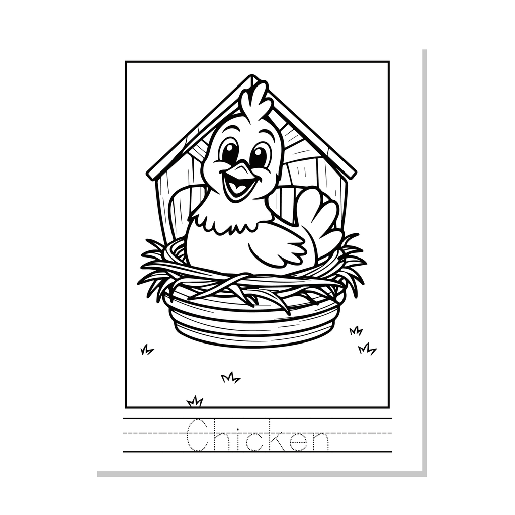 Farm Animals Coloring Booklet – Color and Trace for Kids