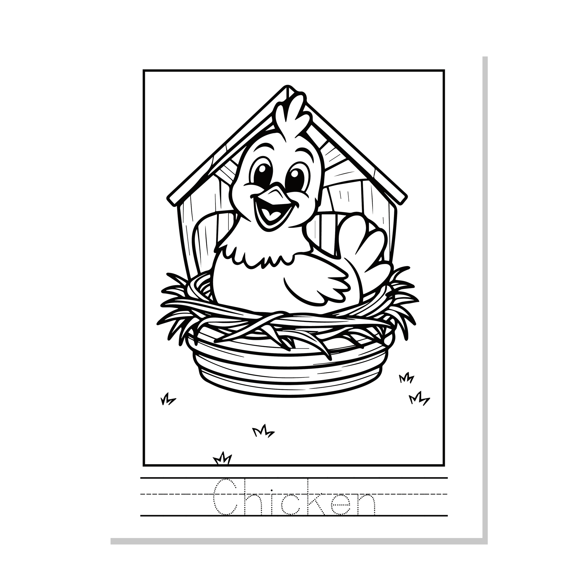Farm Animals Coloring Booklet – Color and Trace for Kids
