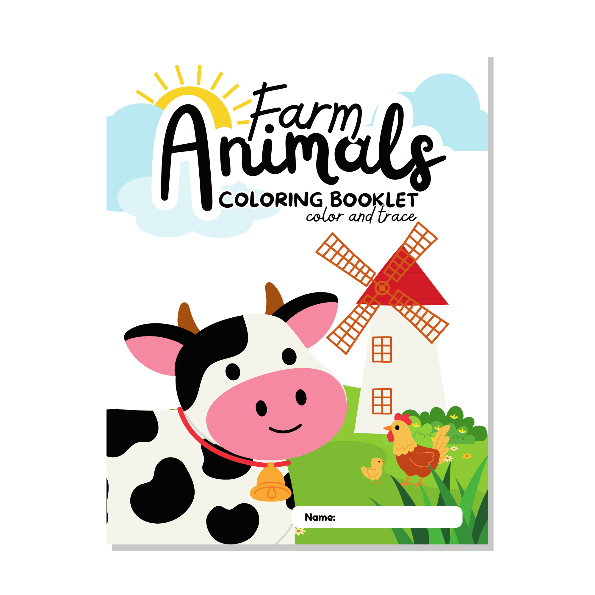 Farm Animals Coloring Booklet – Color and Trace for Kids