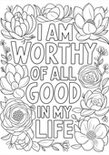 Self-Care & Floral Affirmations Coloring Pack (6 Printable Pages)