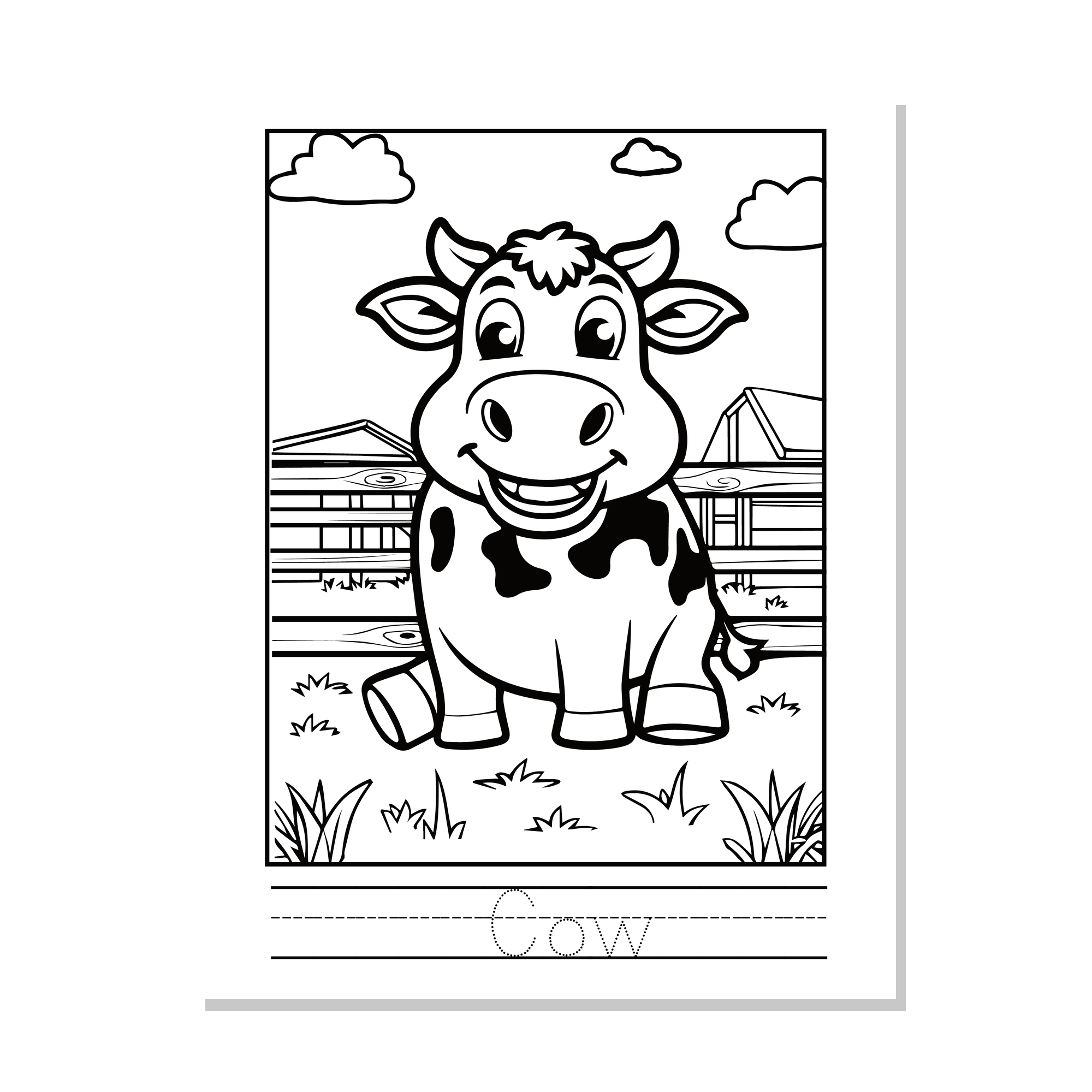 Farm Animals Coloring Booklet – Color and Trace for Kids